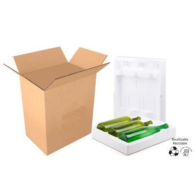 Caja para estuche de porex de 3 botellas